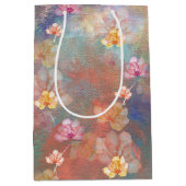 抽象芸術絵を描と花 ミディアムペーパーバッグ (正面)