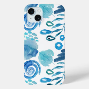 抽象芸術絵を描のかわいい水彩模様 iPhone 15 MINIケース