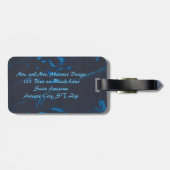 抽象芸術絵を描のライトブルーの黒い荷物タグ ラゲッジタグ (裏面横)