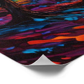 抽象芸術絵を描の夕日 ポスター (角)