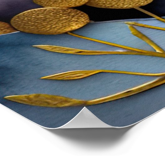 抽象芸術絵を描の水色3:2 ポスター (角)