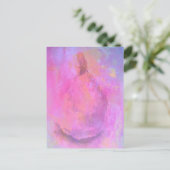 抽象芸術絵を描の静物ピンク梨 ポストカード (スタンド正面)