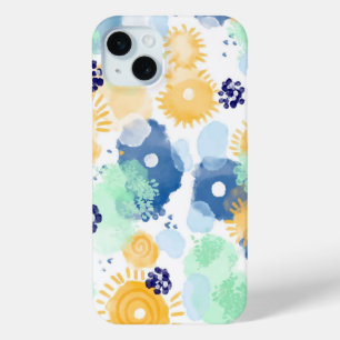 抽象芸術絵を描の鮮やかな水彩模様 iPhone 15 MINIケース
