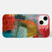 抽象芸術絵を描はティール（緑がかった色）で、赤はiPhone 14用 Case-Mate iPhoneケース (裏面 (横))