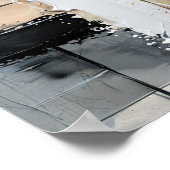 抽象芸術絵を描は黒、白、金ゴールド ポスター (角)