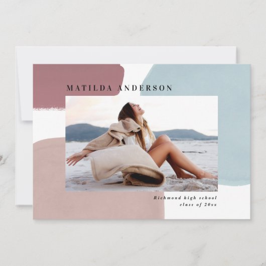 抽象芸術絵を描カラフル写真卒業パーティー 案内状 (正面)