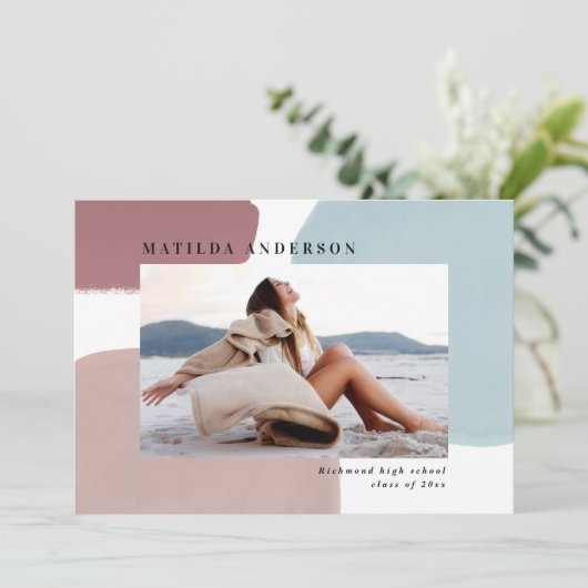 抽象芸術絵を描カラフル写真卒業パーティー 案内状 (スタンド正面)