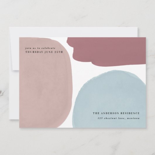 抽象芸術絵を描カラフル写真卒業パーティー 案内状 (裏面)