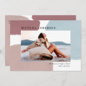 抽象芸術絵を描カラフル写真卒業パーティー 案内状 (正面/裏面)