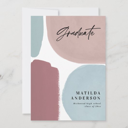 抽象芸術絵を描カラフル卒業党 案内状 (正面)