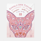 抽象芸術絵を描キャットベビーガール誕生統計 フリースブランケット (正面)