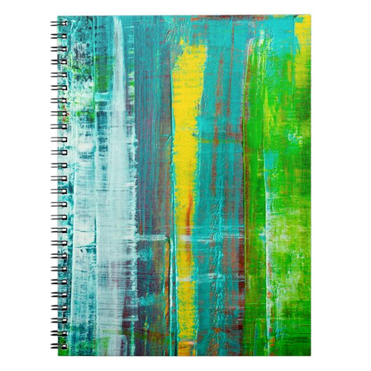 抽象芸術絵を描キャンバス油絵を描をパレット上に配置します。 ノートブック (正面)