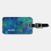 抽象芸術絵を描キャンバス – Pearly Blue Tones ラゲッジタグ (正面横)