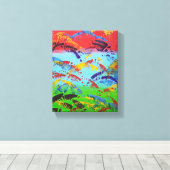 抽象芸術絵を描スターオリジナルモダンカラフルアート キャンバスプリント (インサイチュ (ウッドフロア))