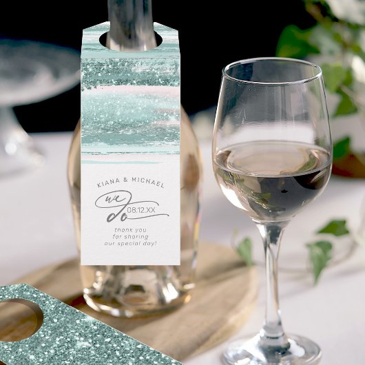 抽象芸術絵を描ストローク私たちは感謝を行うティール(緑がかった色)ID886 ボトルネックタグ