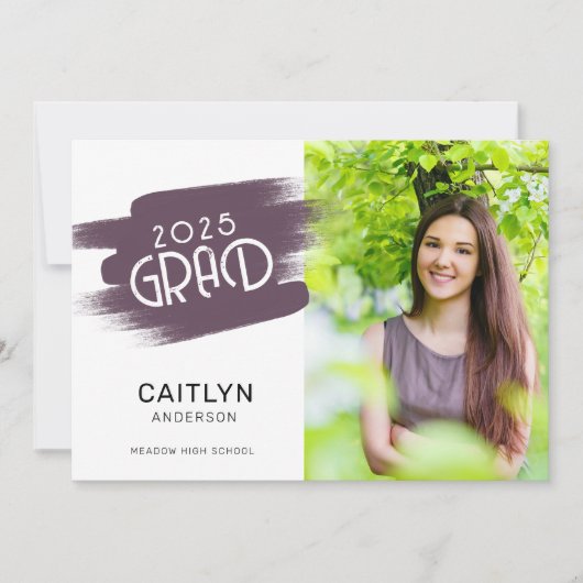 抽象芸術絵を描ストローク2025写真卒業パーティー 招待状 (正面)