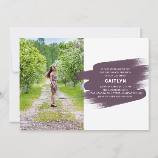 抽象芸術絵を描ストローク2025写真卒業パーティー 招待状 (裏面)