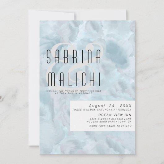 抽象芸術絵を描ストロ淡い色のークほこりっぽい青 招待状 (正面)