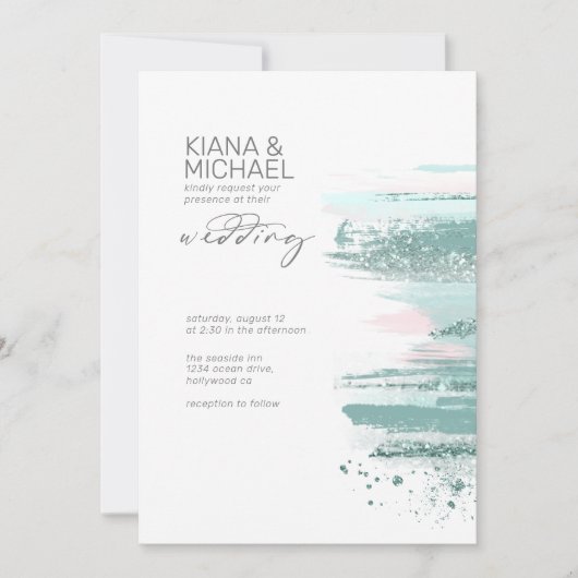 抽象芸術絵を描ストロ結婚ークのティール(緑がかった色)ID886 (正面)