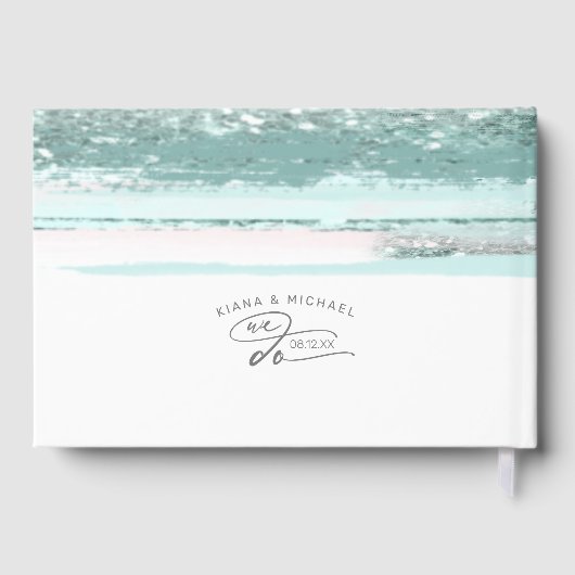 抽象芸術絵を描ストロ結婚ークのティール(緑がかった色)ID886 ゲストブック (裏面)