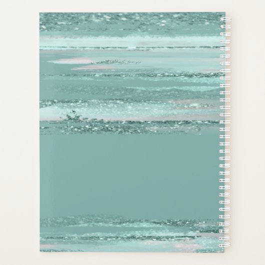 抽象芸術絵を描ストロ結婚ークのティール(緑がかった色)ID886 プランナー手帳 (裏面)