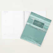 抽象芸術絵を描ストロ結婚ークのティール(緑がかった色)ID886 プランナー手帳 (ディスプレー)