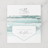 抽象芸術絵を描ストロ結婚ークのテーブルティール(緑がかった色)ID886 プレイスカード (外部開封)