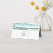 抽象芸術絵を描ストロ結婚ークのテーブルティール(緑がかった色)ID886 プレイスカード (裏面)