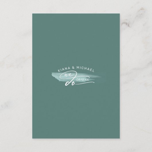 抽象芸術絵を描ストロ結婚ークの詳細ティール(緑がかった色)ID886 エンクロージャーカード (裏面)