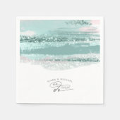 抽象芸術絵を描ストロ結婚ークWe Doティール(緑がかった色)ID886 スタンダードカクテルナプキン (正面)