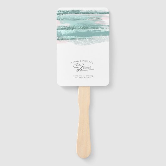 抽象芸術絵を描ストロ結婚ークWe Doティール(緑がかった色)ID886 ハンドファン (正面)