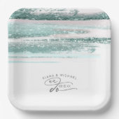 抽象芸術絵を描ストロ結婚ークWe Doティール(緑がかった色)ID886 ペーパープレート (正面)