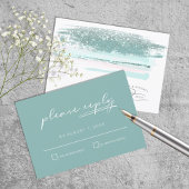 抽象芸術絵を描スロークウェディングRSVPティール(緑がかった色) 出欠カード