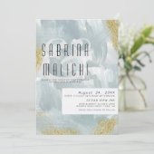 抽象芸術絵を描スローストダスティブルー金ゴールド 招待状 (スタンド正面)