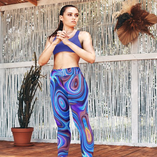 抽象芸術絵を描スワーズパープルピンクブルーオレンジ レギンス