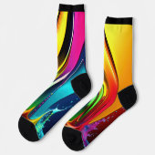 抽象芸術絵を描スワーズ（黒のスプラッシュ付き） ソックス (左)