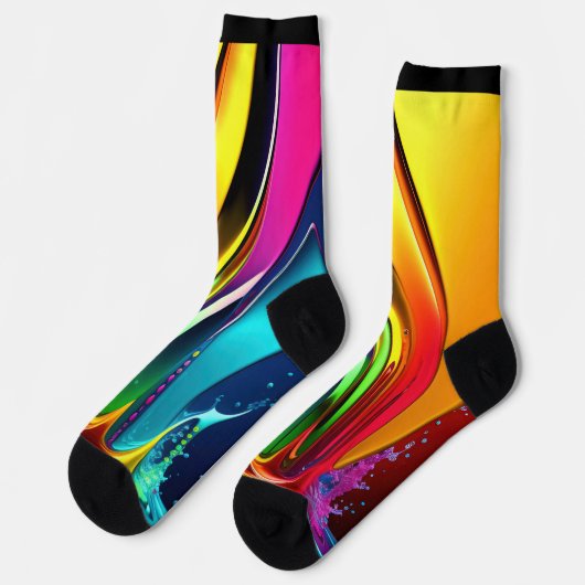 抽象芸術絵を描スワーズ（黒のスプラッシュ付き） ソックス (左)