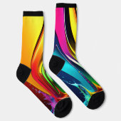 抽象芸術絵を描スワーズ（黒のスプラッシュ付き） ソックス (右)