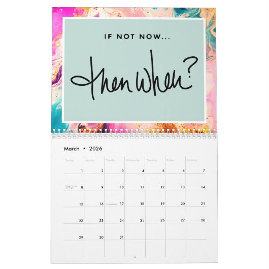 抽象芸術絵を描スール感動的引用文モノグラム カレンダー (3月 2026)