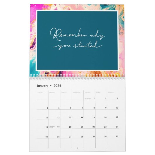 抽象芸術絵を描スール感動的引用文モノグラム カレンダー (1月 2026)