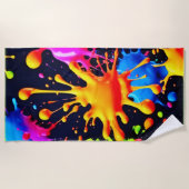 抽象芸術絵を描ス・スプラッシュ・アートワーク ビーチタオル (正面)