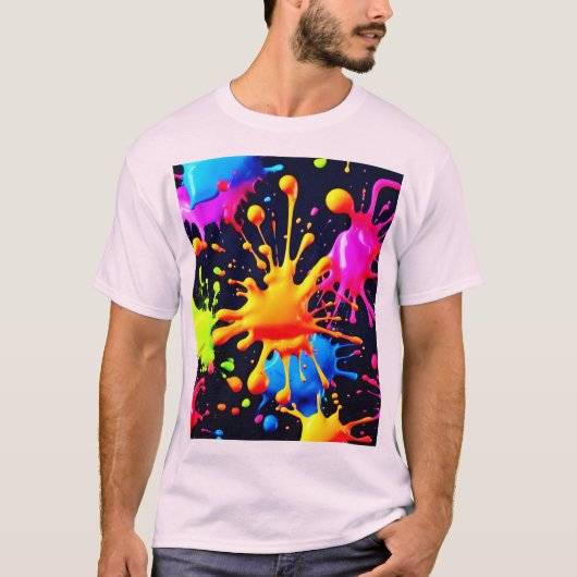 抽象芸術絵を描ス・スプラッシュ・アートワーク Tシャツ (正面)