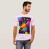 抽象芸術絵を描ス・スプラッシュ・アートワーク Tシャツ (正面フル)