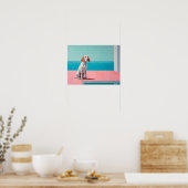 抽象芸術絵を描ズ犬コンテンポラリー、犬 ポスター (キッチン)