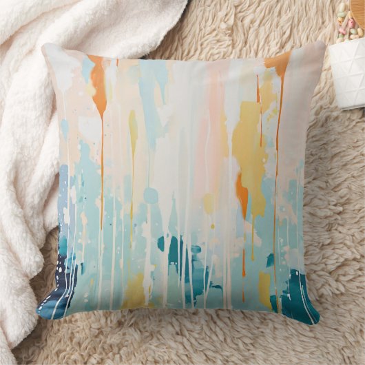 抽象芸術絵を描ターコイズ クッション (ブランケット)
