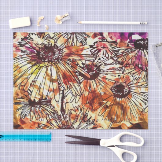 抽象芸術絵を描ダブヒマワリ模様 薄葉紙 (クラフト)