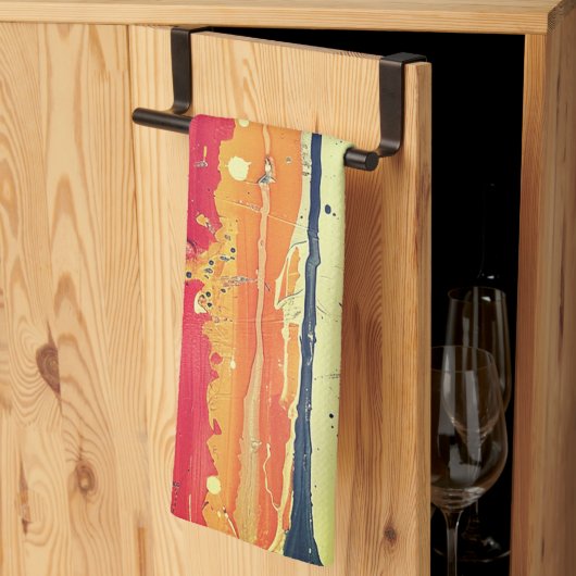 抽象芸術絵を描デザイン キッチンタオル (三つ折り)