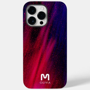 抽象芸術絵を描ネオンレッドブルーカスタムモノグラム Case-Mate iPhone 14 PRO MAXケース