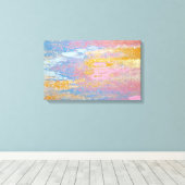 抽象芸術絵を描パステルテクスチャーと金ゴールド斑点 キャンバスプリント (インサイチュ (ウッドフロア))