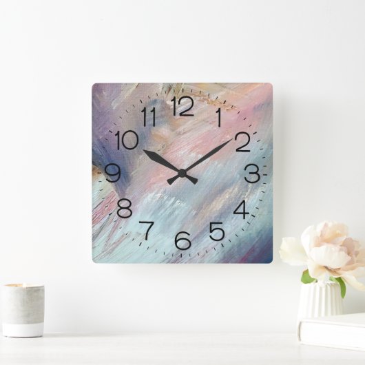 抽象芸術絵を描パターン角壁時計 スクエア壁時計 (ホーム)